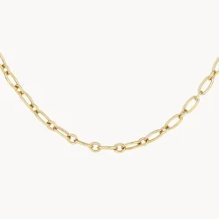 Fashion Alternating Paperclip Chain Necklace in Gold 18k Fine Gold Plated | Necklaces & Pendants