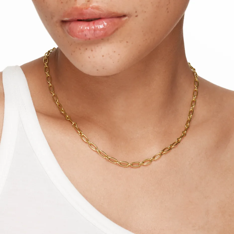 Fashion Alternating Paperclip Chain Necklace in Gold 18k Fine Gold Plated | Necklaces & Pendants
