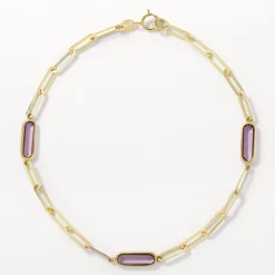 Discount Amethyst Oval Paperclip Chain Bracelet in 10k Gold Natural Gemstones | Bracelets & Bangles