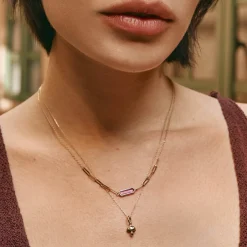 Best Amethyst Oval Paperclip Chain Necklace in 10k Gold Natural Gemstones | Necklaces & Pendants
