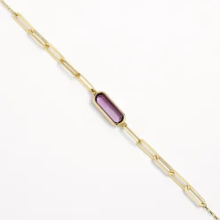 Best Amethyst Oval Paperclip Chain Necklace in 10k Gold Natural Gemstones | Necklaces & Pendants