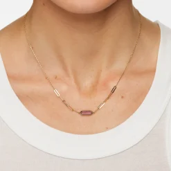 Best Amethyst Oval Paperclip Chain Necklace in 10k Gold Natural Gemstones | Necklaces & Pendants