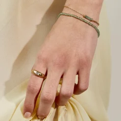 Clearance Aventurine Half Paperclip Fob Chain Bracelet in Gold Natural Gemstones | 18k Fine Gold Plated