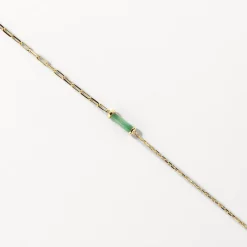 Hot Aventurine Half Paperclip Fob Chain Necklace in Gold Natural Gemstones | 18k Fine Gold Plated