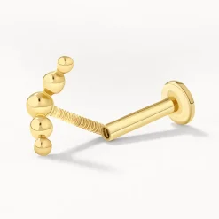Online Ball Chevron Helix Single Stud Earring in 10k Gold Symbolic Jewellery | 10k Gold