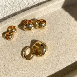 New Ball Huggie Earrings in Gold Bridal Gifts | 18k Fine Gold Plated