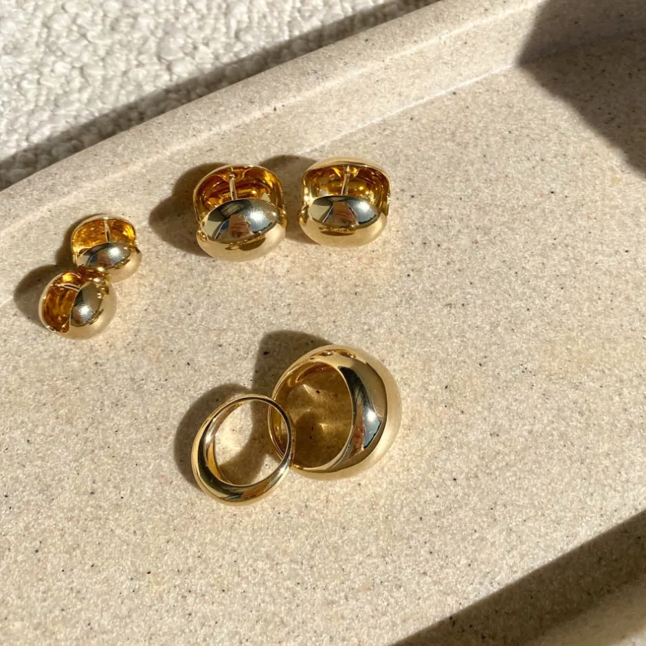 New Ball Huggie Earrings in Gold Bridal Gifts | 18k Fine Gold Plated