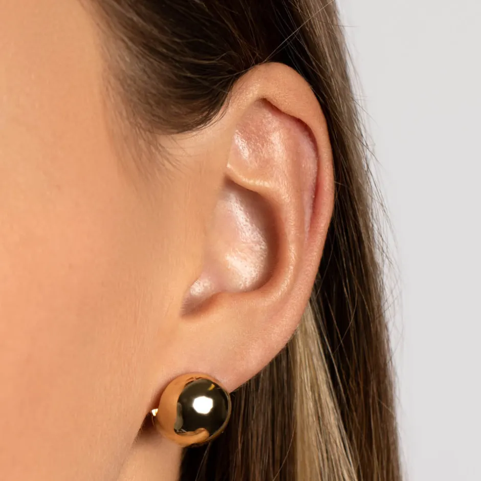 New Ball Huggie Earrings in Gold Bridal Gifts | 18k Fine Gold Plated