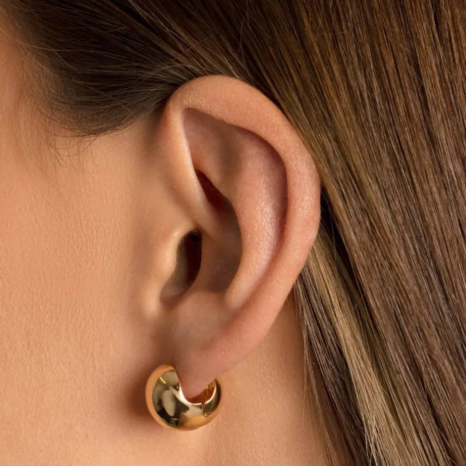 New Ball Huggie Earrings in Gold Bridal Gifts | 18k Fine Gold Plated