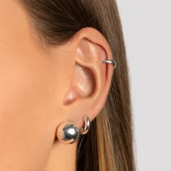 Clearance Ball Huggie Earrings in Silver Bridal Gifts | 925 Sterling Silver