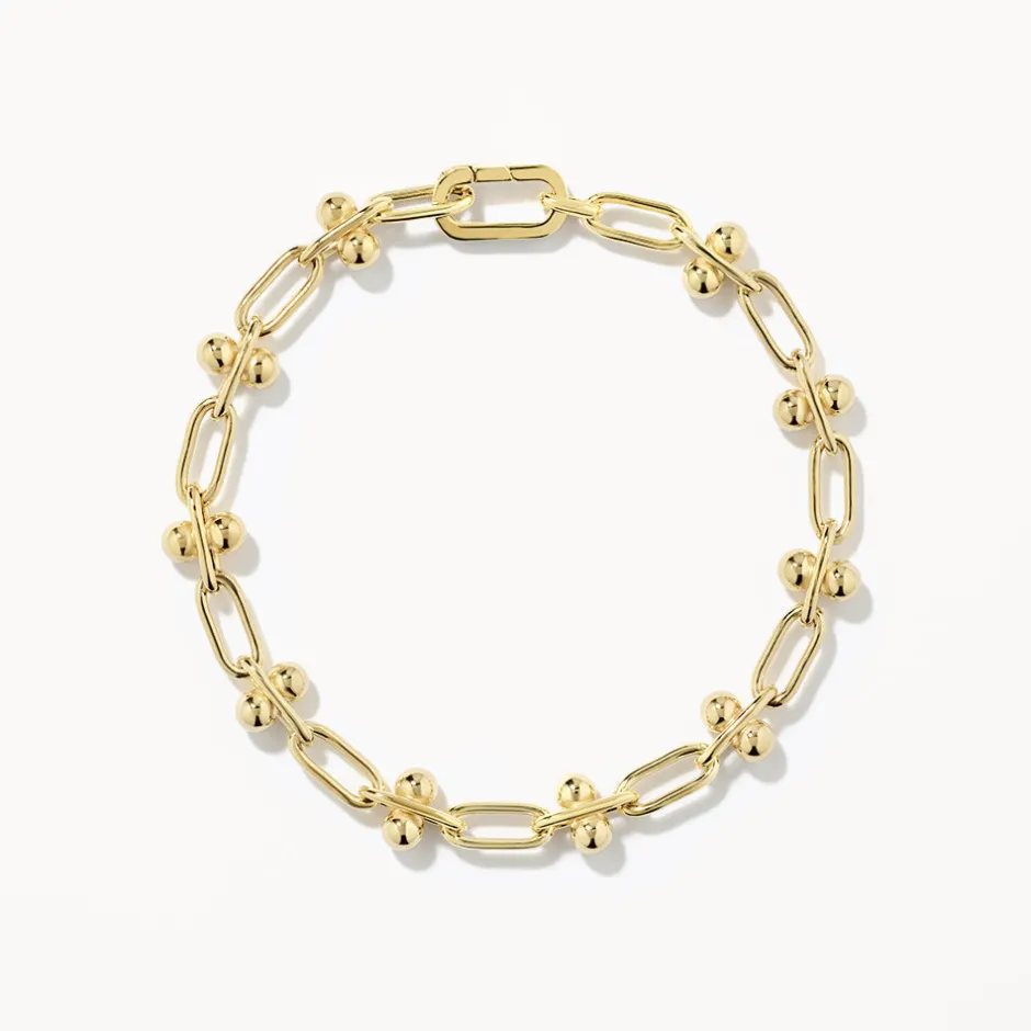 Outlet Bauble Paperclip Chain Bracelet in Gold Gifts For Her | 18k Fine Gold Plated
