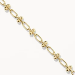 Outlet Bauble Paperclip Chain Bracelet in Gold Gifts For Her | 18k Fine Gold Plated