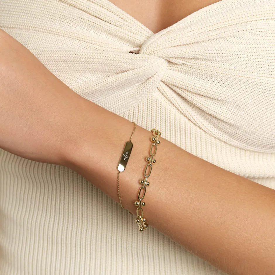 Outlet Bauble Paperclip Chain Bracelet in Gold Gifts For Her | 18k Fine Gold Plated
