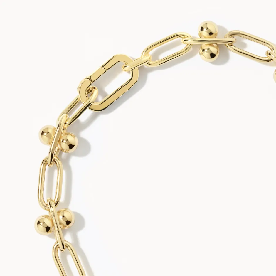 Outlet Bauble Paperclip Chain Bracelet in Gold Gifts For Her | 18k Fine Gold Plated
