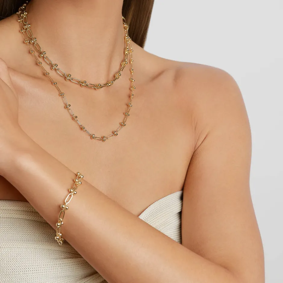 Outlet Bauble Paperclip Chain Bracelet in Gold Gifts For Her | 18k Fine Gold Plated