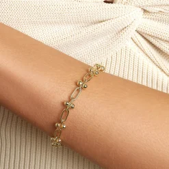 Outlet Bauble Paperclip Chain Bracelet in Gold Gifts For Her | 18k Fine Gold Plated