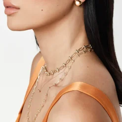 Hot Bauble Paperclip Chain Necklace in Gold 18k Fine Gold Plated | Necklaces & Pendants