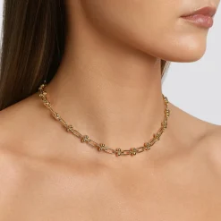 Hot Bauble Paperclip Chain Necklace in Gold 18k Fine Gold Plated | Necklaces & Pendants