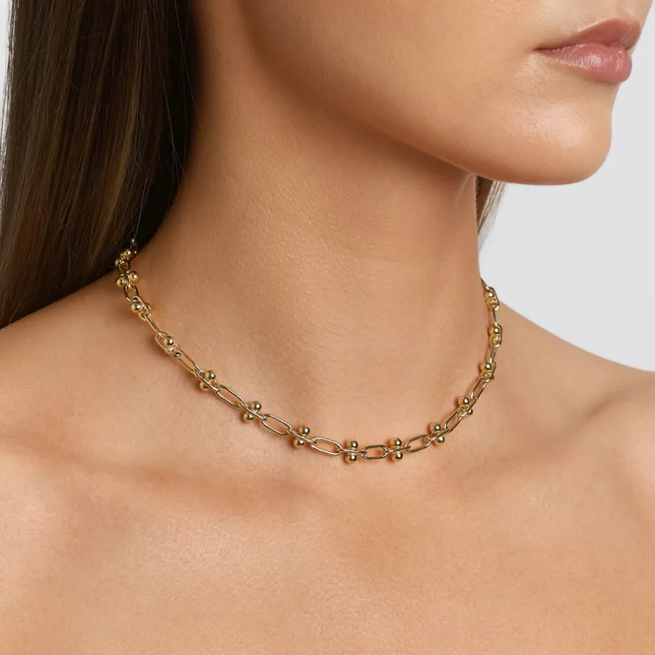 Hot Bauble Paperclip Chain Necklace in Gold 18k Fine Gold Plated | Necklaces & Pendants