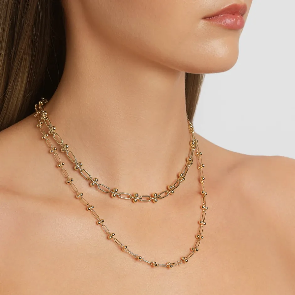 Hot Bauble Paperclip Chain Necklace in Gold 18k Fine Gold Plated | Necklaces & Pendants
