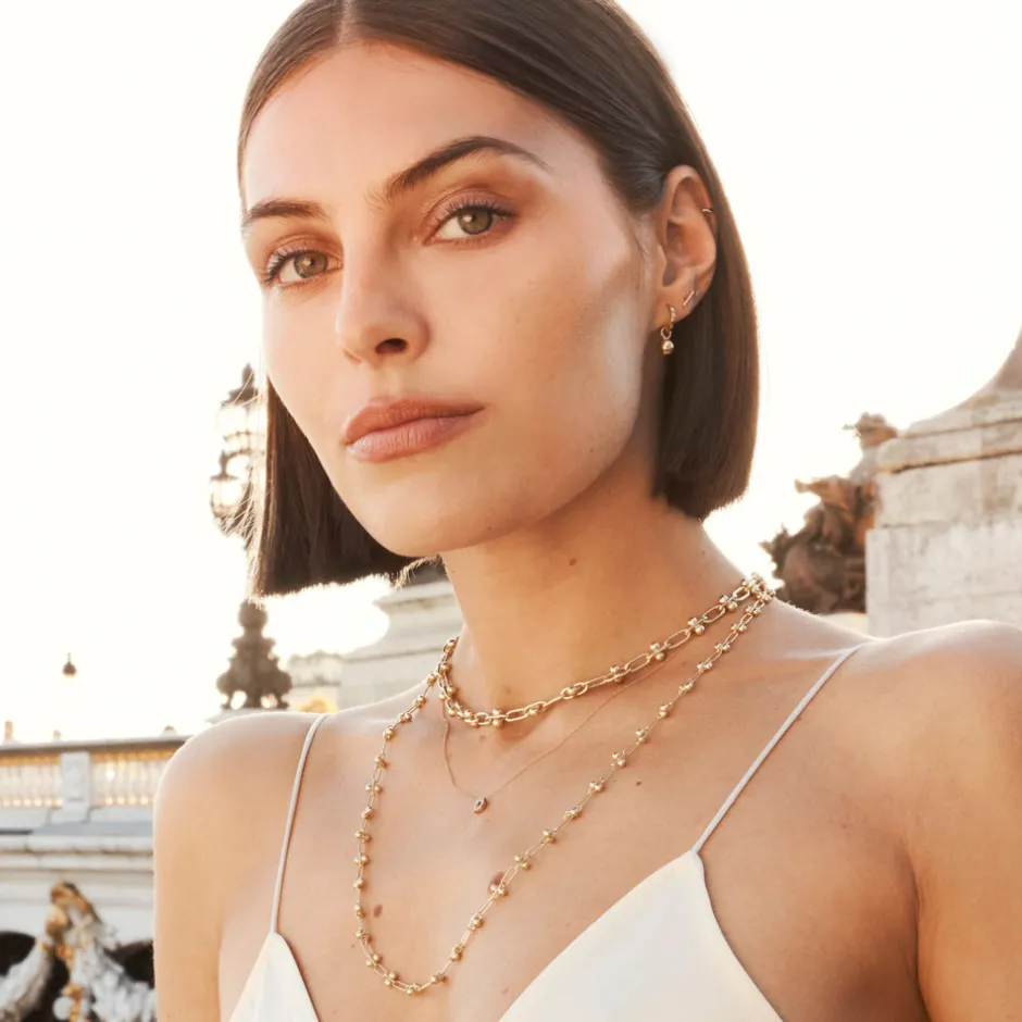 Hot Bauble Paperclip Chain Necklace in Gold 18k Fine Gold Plated | Necklaces & Pendants