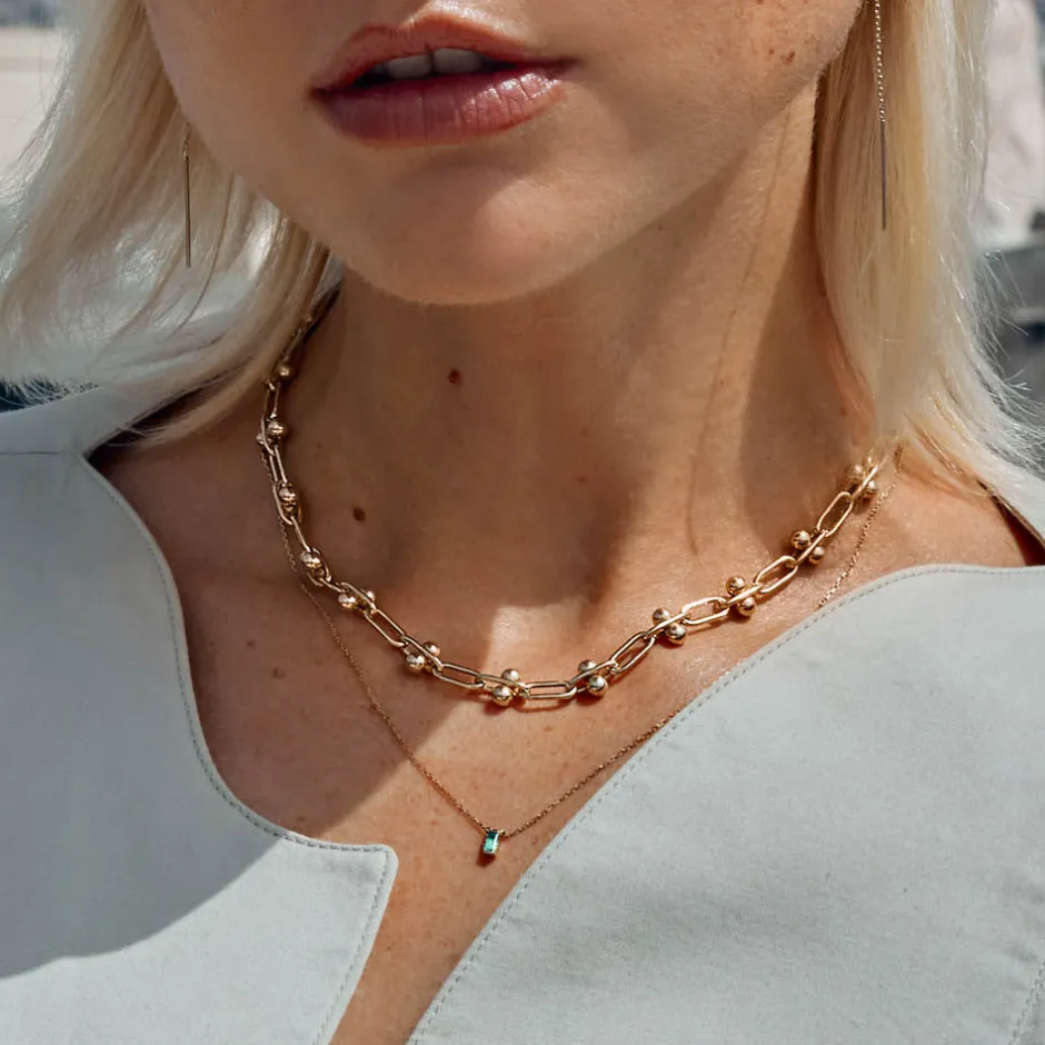Hot Bauble Paperclip Chain Necklace in Gold 18k Fine Gold Plated | Necklaces & Pendants