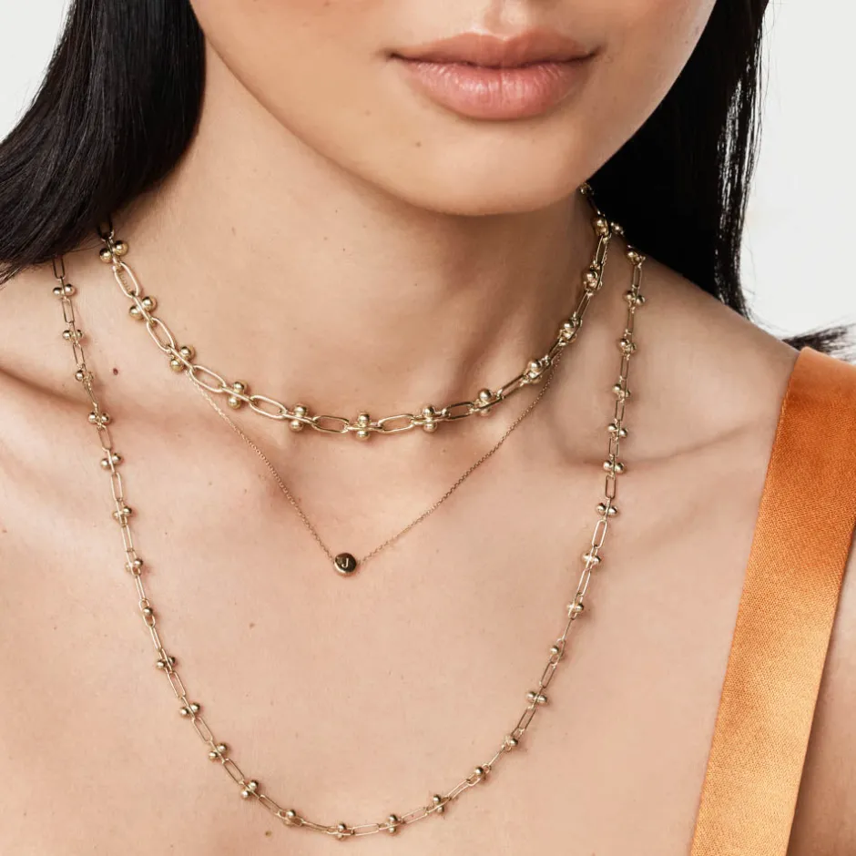 Hot Bauble Paperclip Chain Necklace in Gold 18k Fine Gold Plated | Necklaces & Pendants