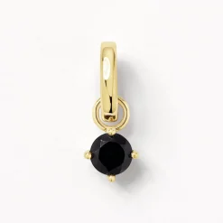 Clearance Black Onyx Round Charm Pendant in Gold 18k Fine Gold Plated | Personalisation