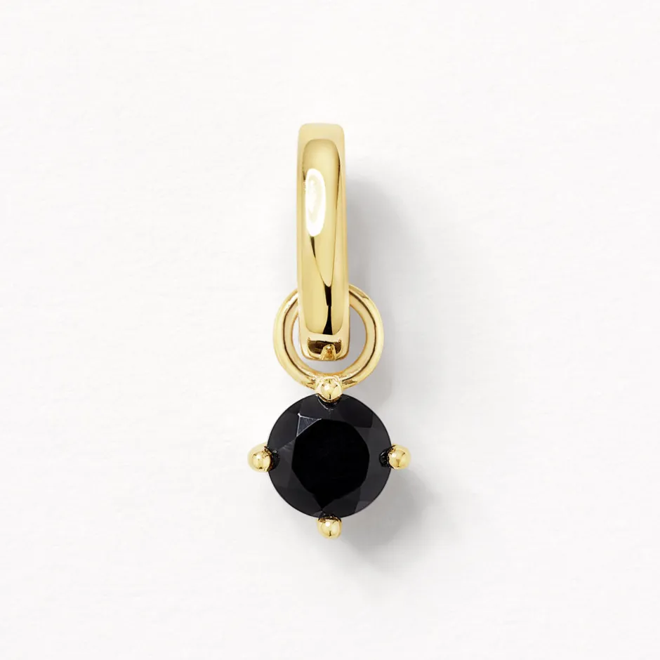 Clearance Black Onyx Round Charm Pendant in Gold 18k Fine Gold Plated | Personalisation