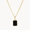 Sale Black Onyx Unisex Curb Chain Pendant Necklace in Gold Natural Gemstones | 18k Fine Gold Plated