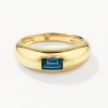 Discount Blue Topaz Baguette Curve Pinky Ring in Gold Gifts For Him | Natural Gemstones