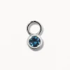 Clearance Blue Topaz Circle Charm in Silver Natural Gemstones | 925 Sterling Silver