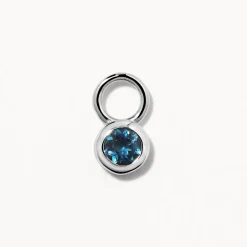 Clearance Blue Topaz Circle Charm in Silver Natural Gemstones | 925 Sterling Silver
