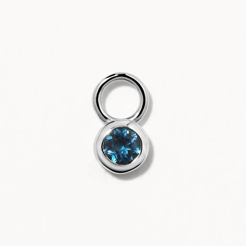 Clearance Blue Topaz Circle Charm in Silver Natural Gemstones | 925 Sterling Silver