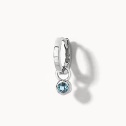 Clearance Blue Topaz Circle Charm in Silver Natural Gemstones | 925 Sterling Silver