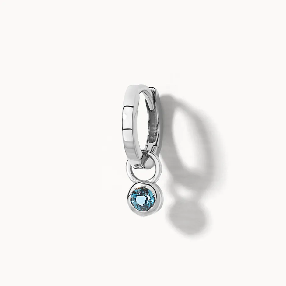 Clearance Blue Topaz Circle Charm in Silver Natural Gemstones | 925 Sterling Silver