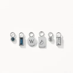 Clearance Blue Topaz Circle Charm in Silver Natural Gemstones | 925 Sterling Silver