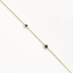 Outlet Blue Topaz Double Round Bezel Necklace in 10k Gold Natural Gemstones | Necklaces & Pendants