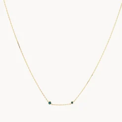 Outlet Blue Topaz Double Round Bezel Necklace in 10k Gold Natural Gemstones | Necklaces & Pendants