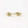 Fashion Blue Topaz Evil Eye Stud Earrings in 10k Gold Birthstone Jewellery | Symbolic Jewellery