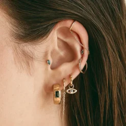 Best Blue Topaz Marquise Helix Single Stud Earring in 10k Gold Natural Gemstones | 10k Gold