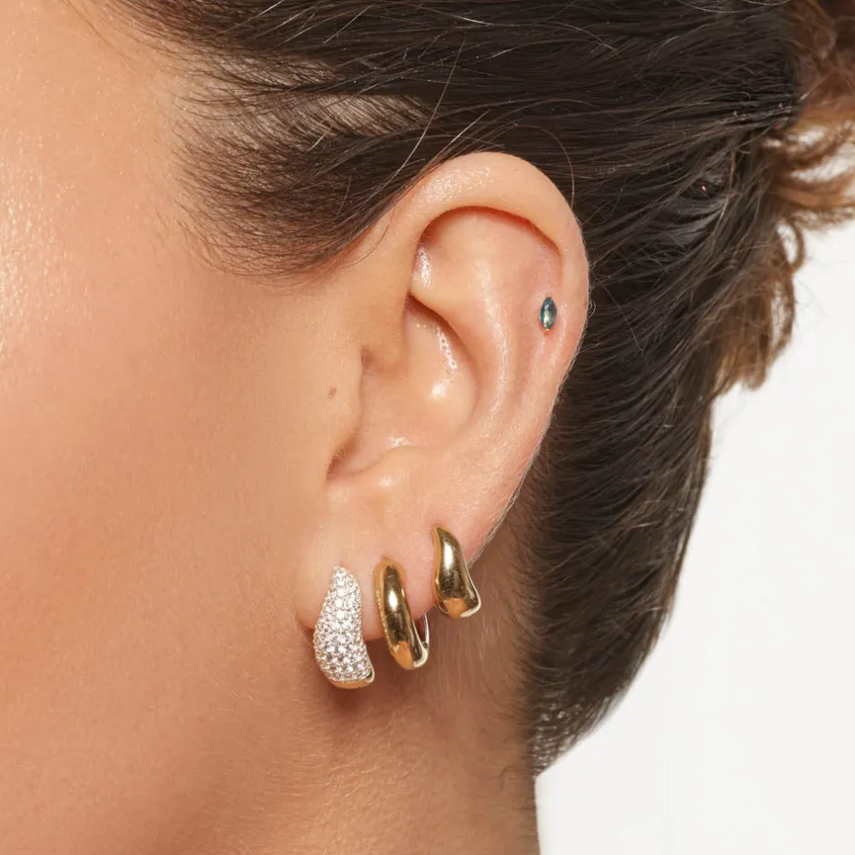 Best Blue Topaz Marquise Helix Single Stud Earring in 10k Gold Natural Gemstones | 10k Gold