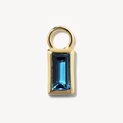 Online Blue Topaz Rectangle Charm in 10k Gold Natural Gemstones | 10k Gold