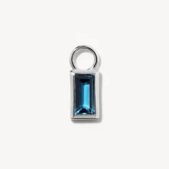 Discount Blue Topaz Rectangle Charm in Silver Natural Gemstones | 925 Sterling Silver