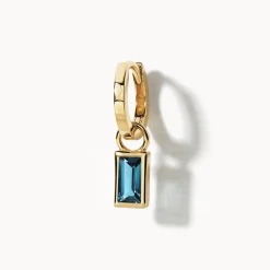 Online Blue Topaz Rectangle Charm in 10k Gold Natural Gemstones | 10k Gold