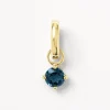Hot Blue Topaz Round Charm Pendant in Gold 18k Fine Gold Plated | Personalisation