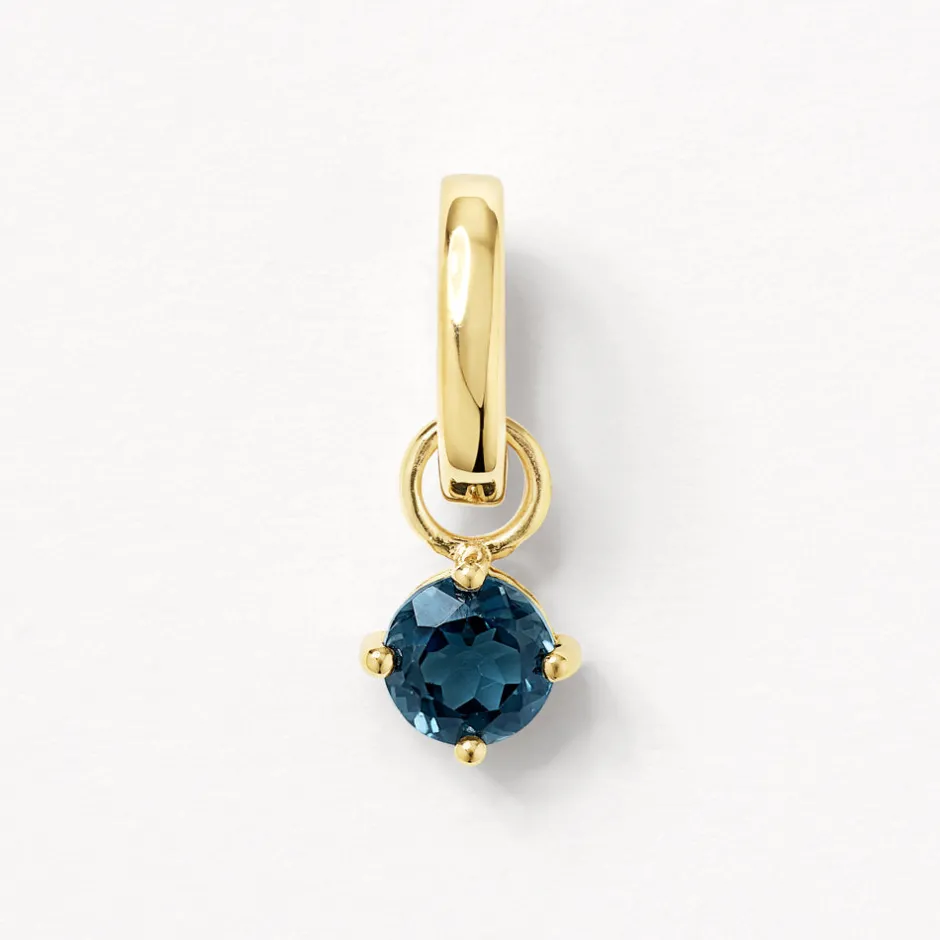 Hot Blue Topaz Round Charm Pendant in Gold 18k Fine Gold Plated | Personalisation
