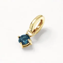 Hot Blue Topaz Round Charm Pendant in Gold 18k Fine Gold Plated | Personalisation