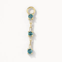 New Blue Topaz Trio Drop Charm in 10k Gold Natural Gemstones | 10k Gold