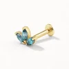 Outlet Blue Topaz Triple Marquise Helix Single Stud Earring in 10k Gold Birthstone Jewellery | Natural Gemstones